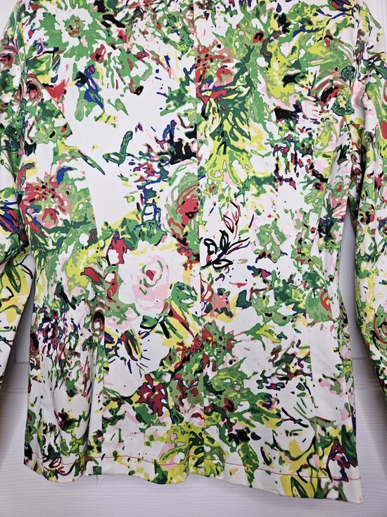 NWOT Liz Claiborne Women's White Floral Blazer Size M Red Lining Colorful Jacket - Picture 14 of 15